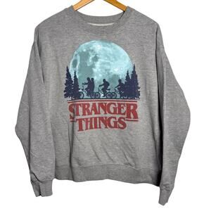 Stranger Things Licensed Crewneck Graphic Sweatshirt Gray 2XL Pullover